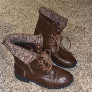 brown combat boots